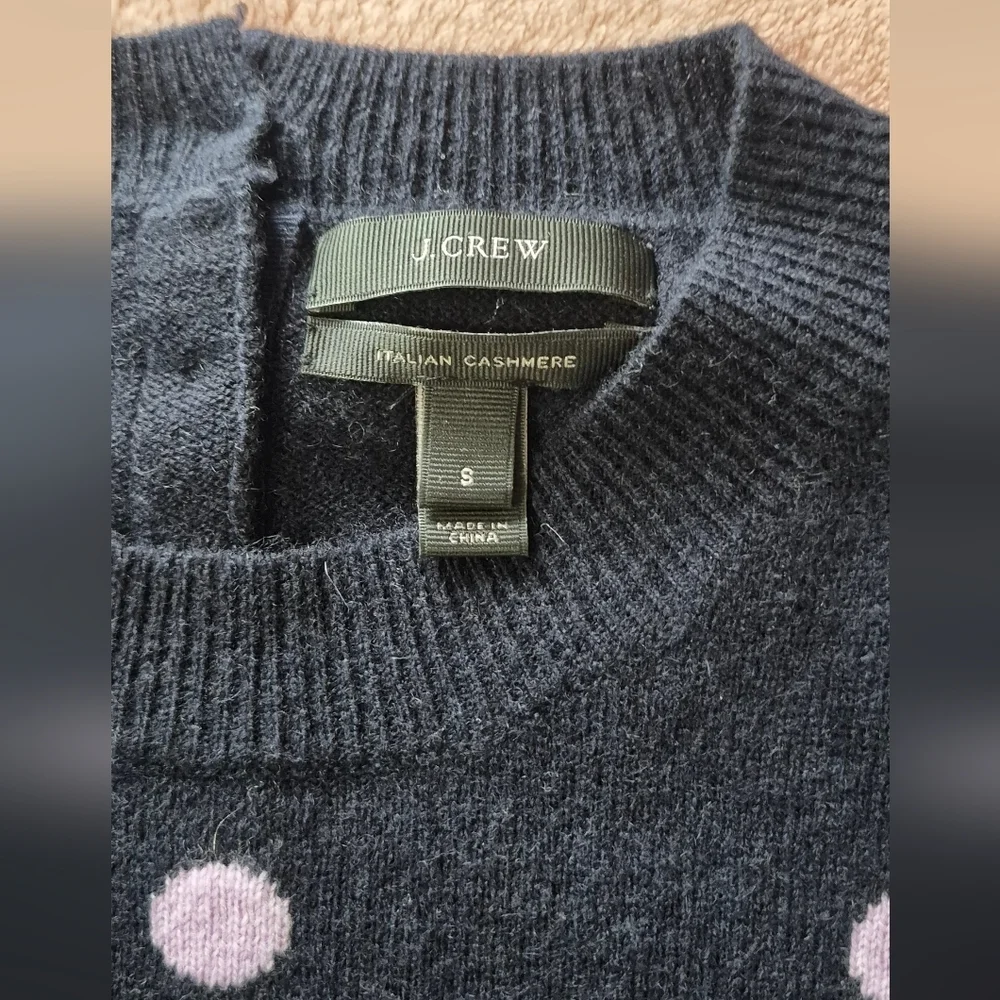 J. Crew Women Black and Purple Polka Dot Sweater